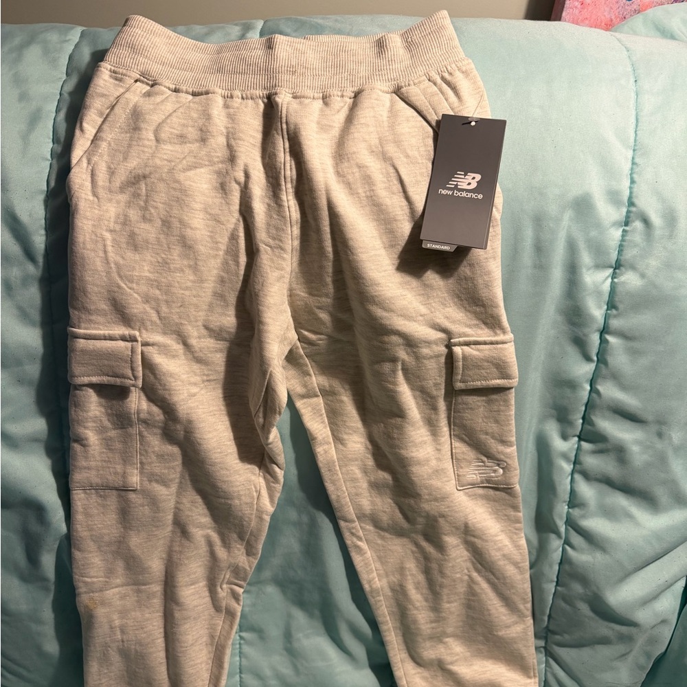 New Balance Cream Beige Elastic Waist Joggers